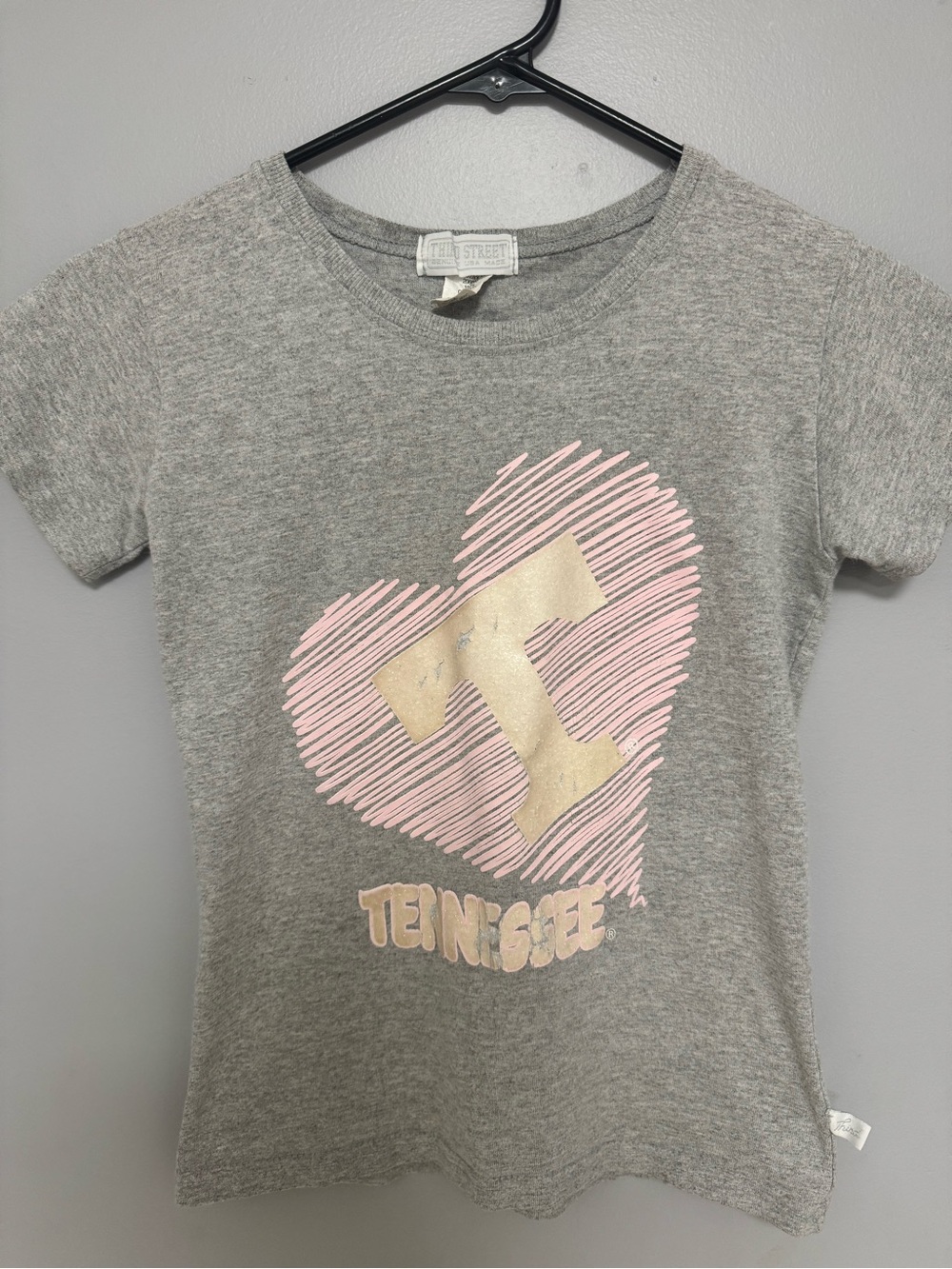 Tennessee Vols Heart Graphic Tee - Gray & Pink Kids Shirt